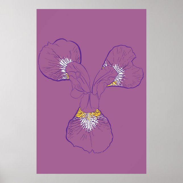Iris Botanisk Linje Konst Poster (Framsidan)