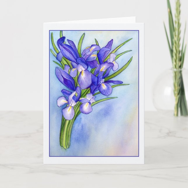 Iris Bouquet Blank Greeting Card Kort (Framsida)
