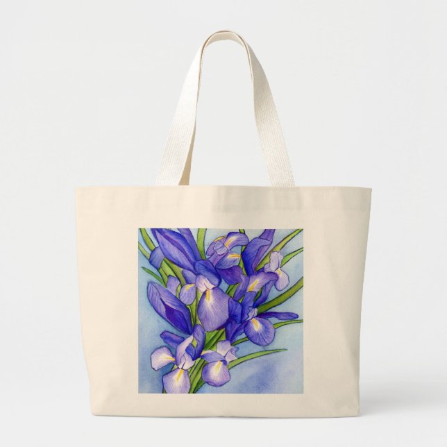 Iris Bouquet Flower Painting Tote Bag Jumbo Tygkasse (Framsidan)