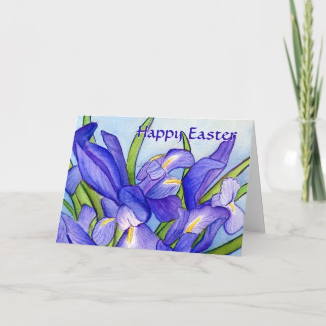 Iris Bouquet-hälsningskort "Glad påsk" Helgkort (Framsida)