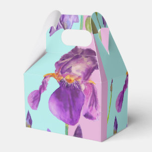 Iris bröllopstårta förmånslåda lila Aqua blommor Presentaskar