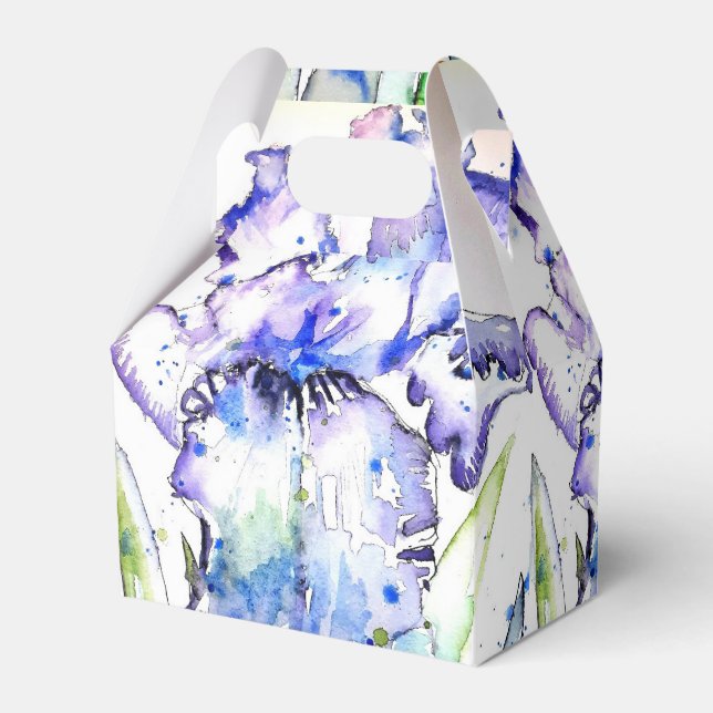 Iris Bröllopstårta Förmånslåda Lila Blå Blommor Presentaskar (Framsidan Sidan)