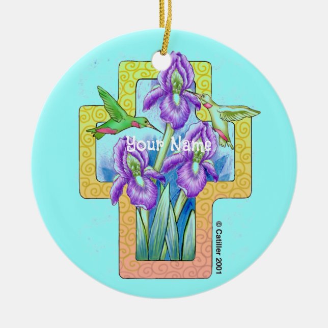 Iris Cross Kristet Prydnadsföremål  Julgransprydnad Keramik (Framsidan)