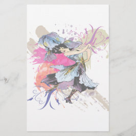 Iris Dancing Fairy Woman Abstrakt Art Flowers Brevpapper