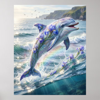 Iris Delfin Ocean Bloom Poster