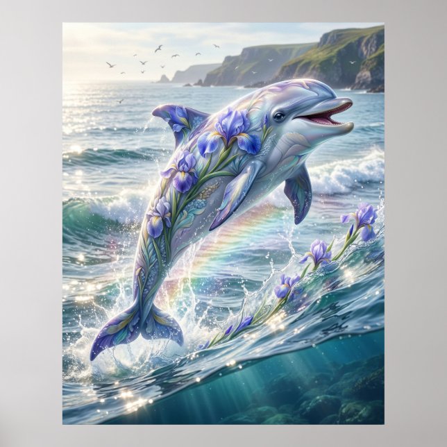 Iris Delfin Ocean Bloom Poster (Framsidan)