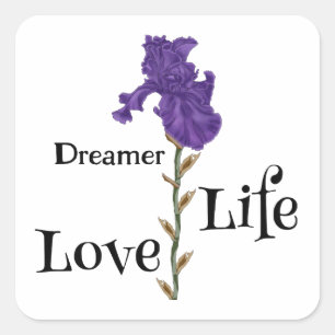Iris, Dreamer, Life, Kärlek Fyrkantigt Klistermärke