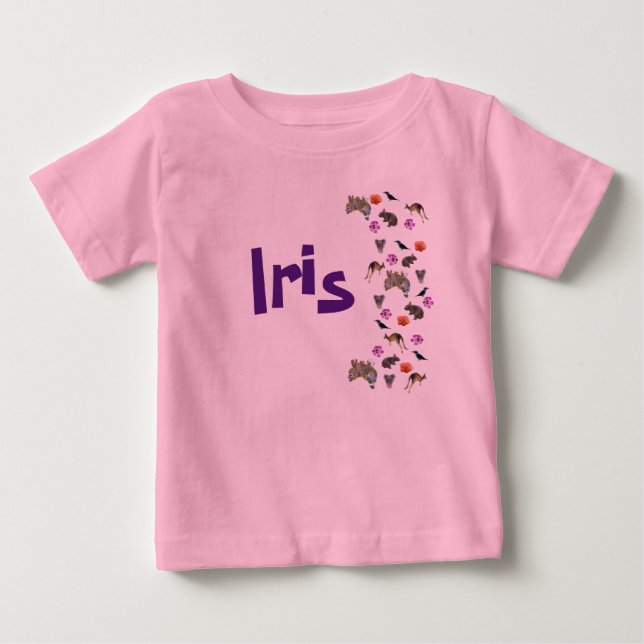 Iris, flicknamn med australiensisk vilda djur,  t shirt (Framsida)