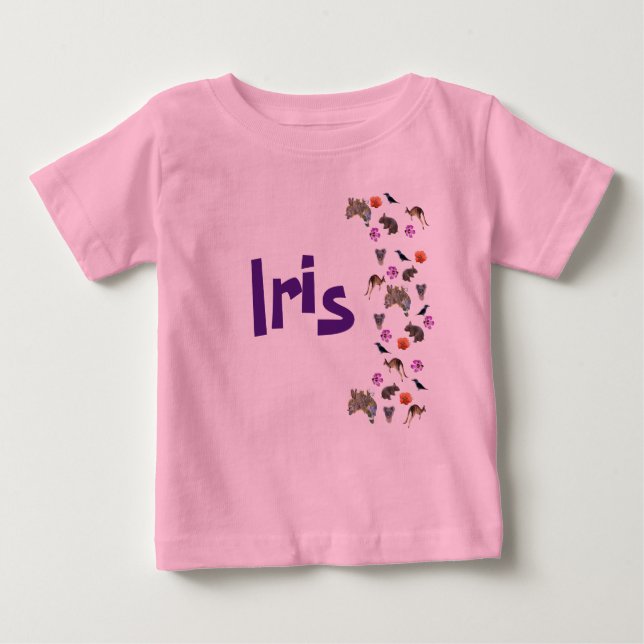 Iris, flicknamn med australisk vilda djur,  t shirt (Framsida)