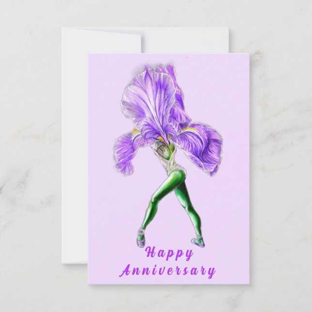 Iris Flower Ballet Dancer-årskort Kort (Framsida)