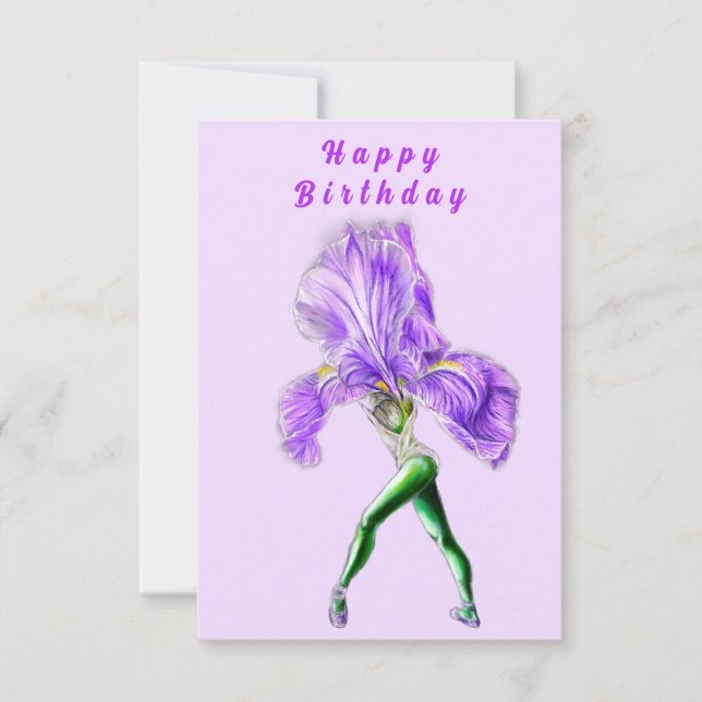 Iris Flower Ballet Dancer Birthday Card Kort (Framsida)