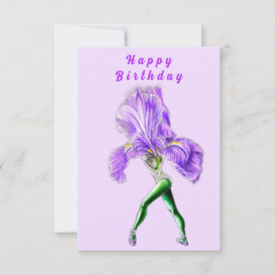 Iris Flower Ballet Dancer Birthday Card Kort