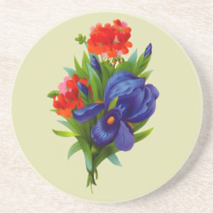 Iris Flower Bouquet Vintage Art Underlägg Sandsten
