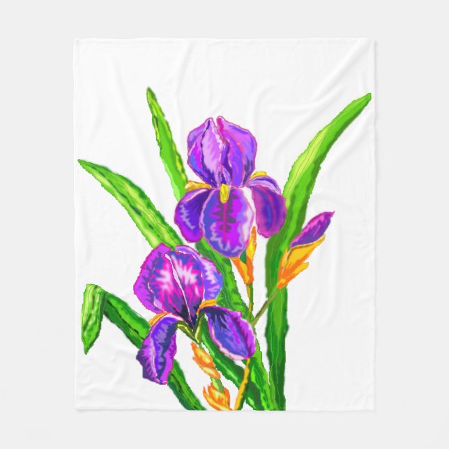 Iris Flower Fleece Blanket Irises Anpassningsbar F (Framsidan)