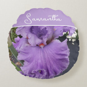 Iris Flower Flowers Lila Lavender Lilac Apron Rund Kudde