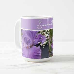 Iris Flower Flowers Lila Lavender Lilac Blommigt Kaffemugg