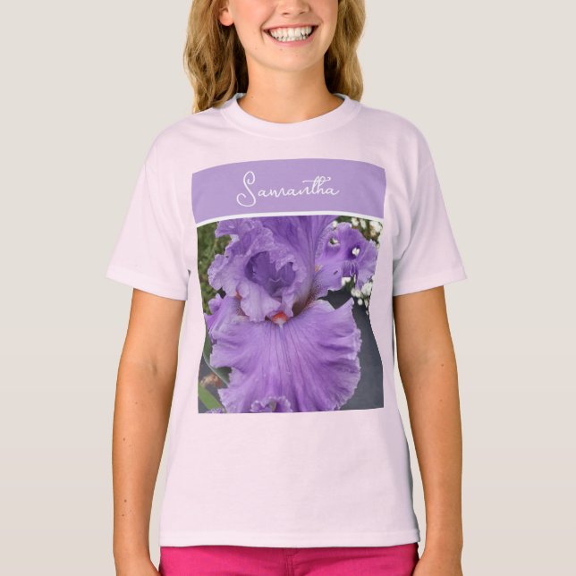 Iris Flower Flowers Lila Lavender Lilac Blommigt T Shirt (Framsida)