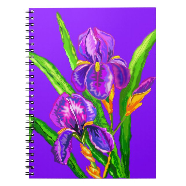 Iris Flower - Lila - Add Your Photo /Text / Namn Anteckningsbok (Framsidan)