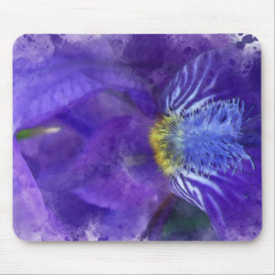 Iris Flower Lila Vattenfärg Musmatta