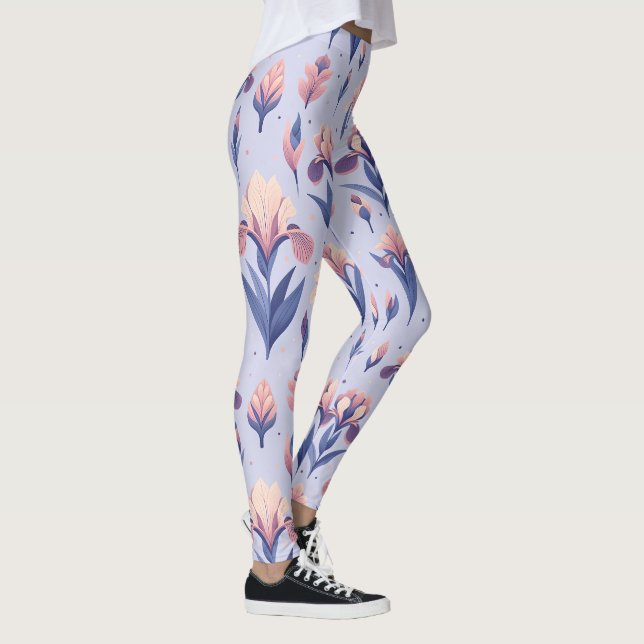 Iris Flower Mönster Leggings (Höger)