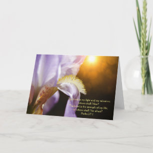 Iris Flower Sunlight and Scripture Psalm 27:1 Kort