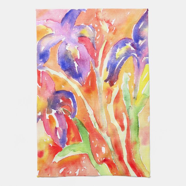 Iris Flower Watercolor Painting Kökshandduk (Vertikal)