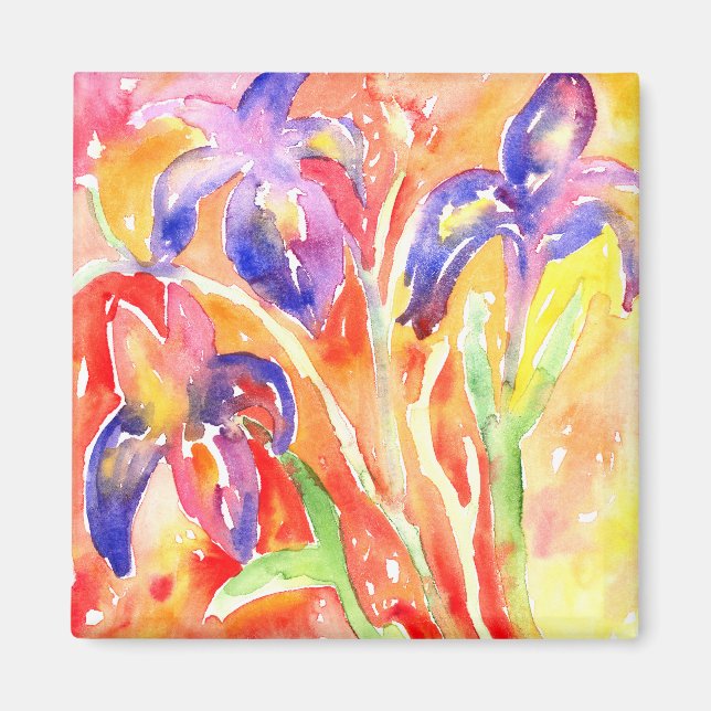 Iris Flower Watercolor Painting Magnet (Framsidan)