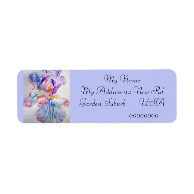 Iris Flower Watercolor-Returetiketter Returadress Etikett (Framsidan)