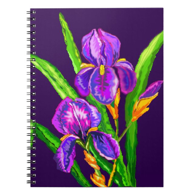 Iris Flowers Anteckningsbok - Anpassningsbar Färg  (Framsidan)