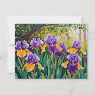 Iris Flowers Blooming in Summer Garden Vykort