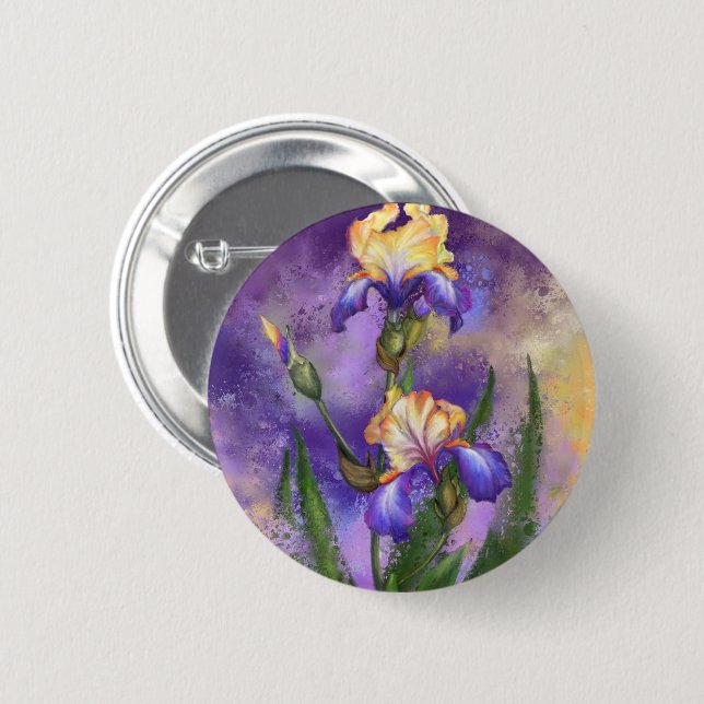 Iris Flowers Button Knapp (Framsida & baksida)