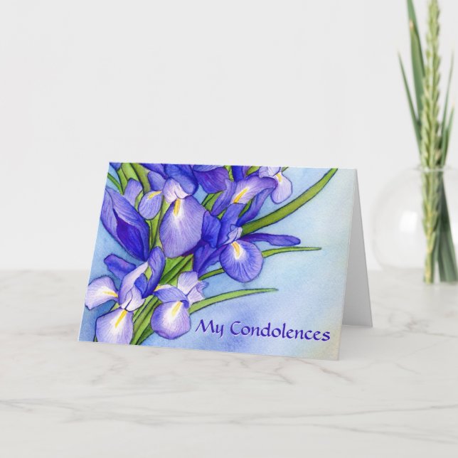 Iris Flowers Condolences Anpassningsbar Greeting C Helgkort (Framsida)