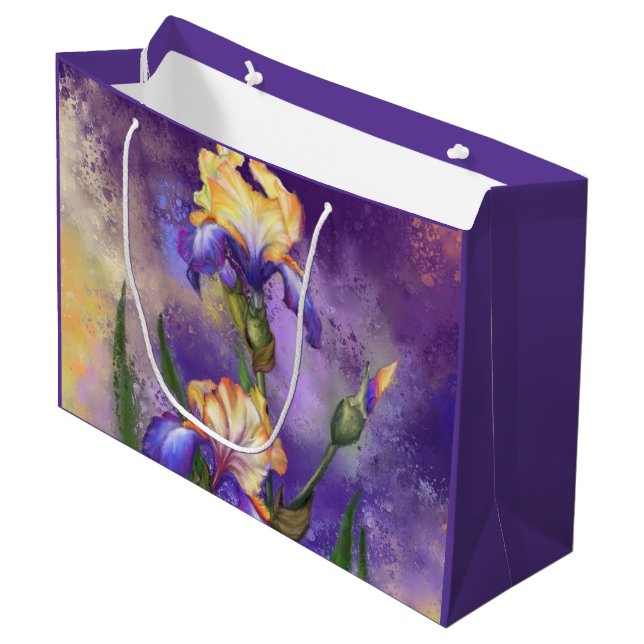 Iris Flowers Gift Bag Lila Irises - Målning (Framsidan Vinklad)