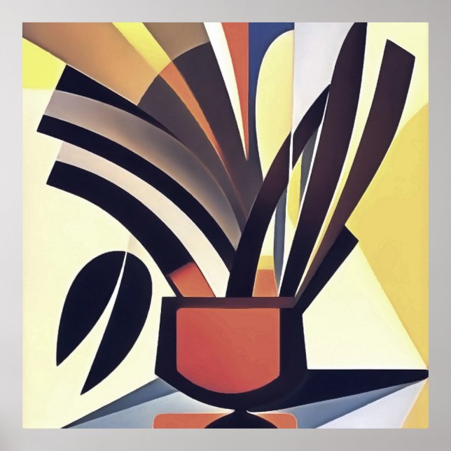 Iris Flowers in A Vas Abstrakt Geometric Art Poster (Framsidan)
