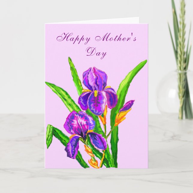 Iris Flowers Mors dag Card Kort (Framsida)