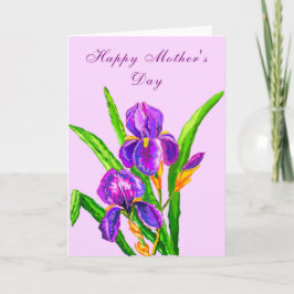 Iris Flowers Mors dag Card Kort