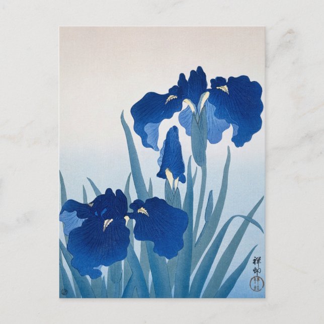 Iris Flowers Painting by Ohara Koson Vykort (Framsida)