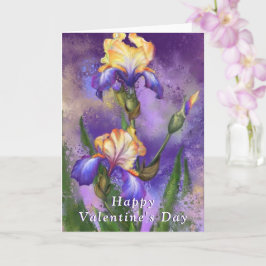 Iris Flowers Valentines Day Card Kort