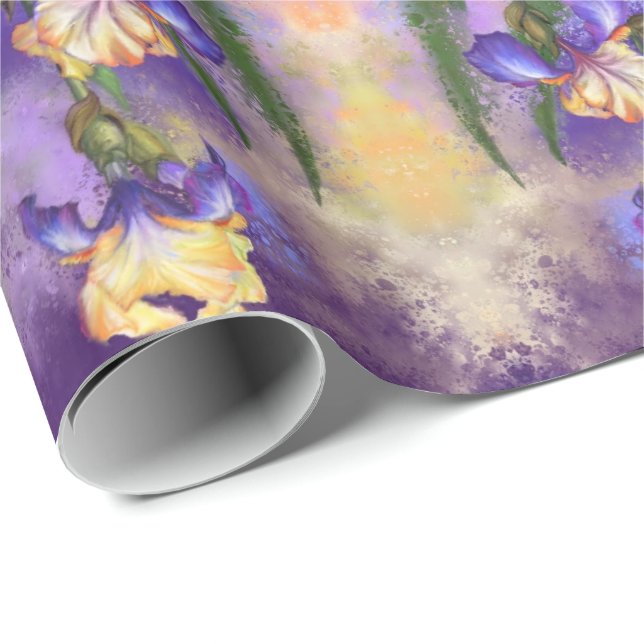 Iris Flowers Wrapping Papper Irises Presentpapper (Rullad Hörn)