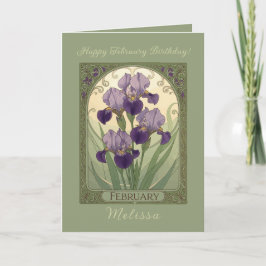 Iris födelsedagsblommor februari jugendstil kort