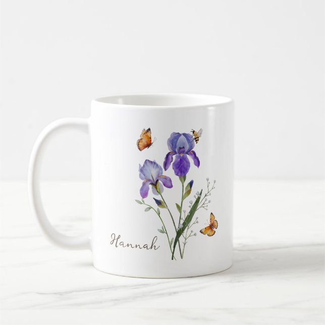 Iris Födelsemånad Blomma Kaffemugg (Vänster)
