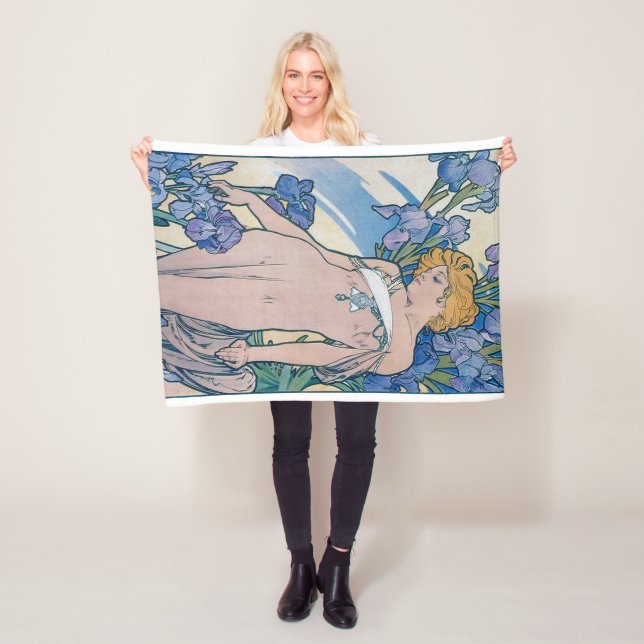 Iris (Four Flowers), Alphonse Mucha Fleecefilt (På plats)