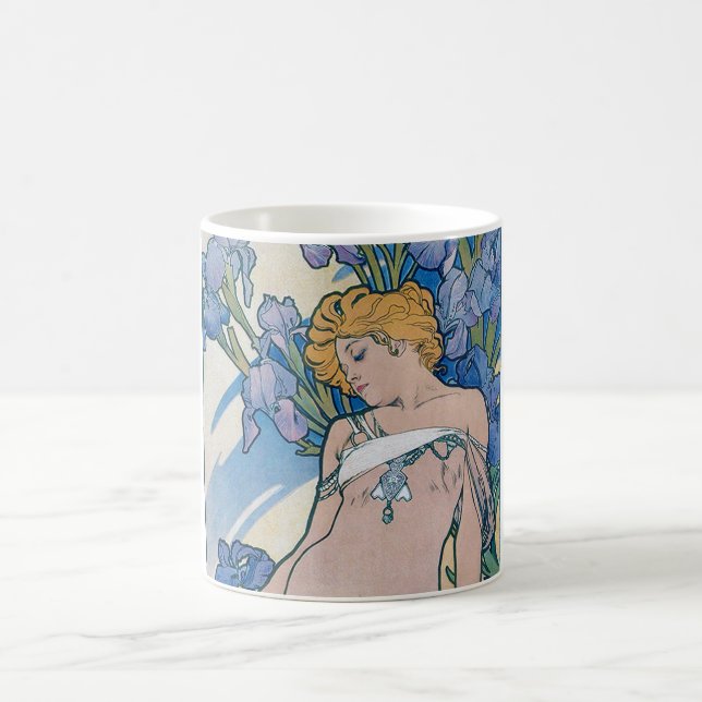 Iris (Four Flowers), Alphonse Mucha Kaffemugg (Center)