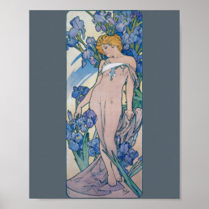 Iris (Four Flowers), Alphonse Mucha Poster