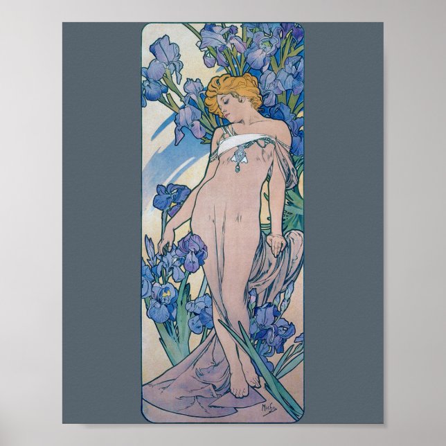 Iris (Four Flowers), Alphonse Mucha Poster (Framsidan)