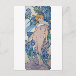 Iris (Four Flowers), Alphonse Mucha Vykort