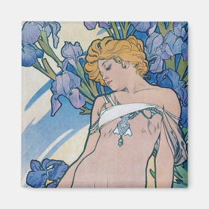 Iris (fyra blommor), Alphonse Mucha Magnet