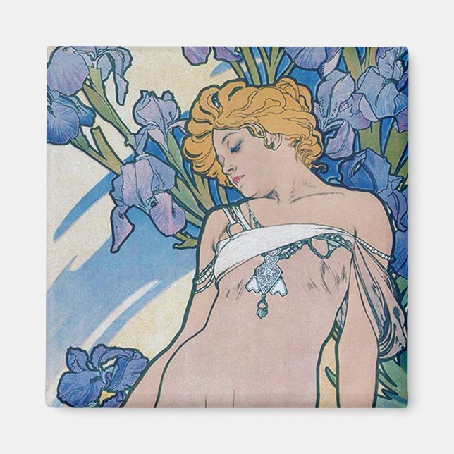 Iris (fyra blommor), Alphonse Mucha Magnet (Framsidan)
