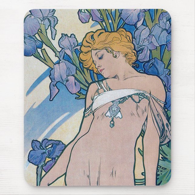Iris (fyra blommor), Alphonse Mucha Musmatta (Framsidan)