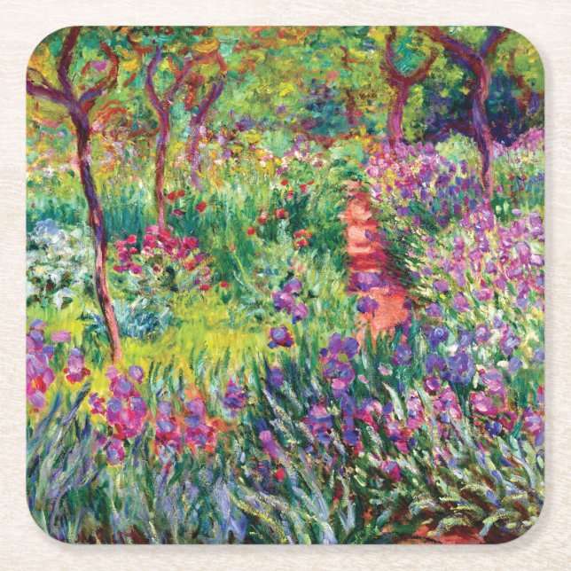 Iris Garden av Claude Monet Underlägg Papper Kvadrat (Framsidan)